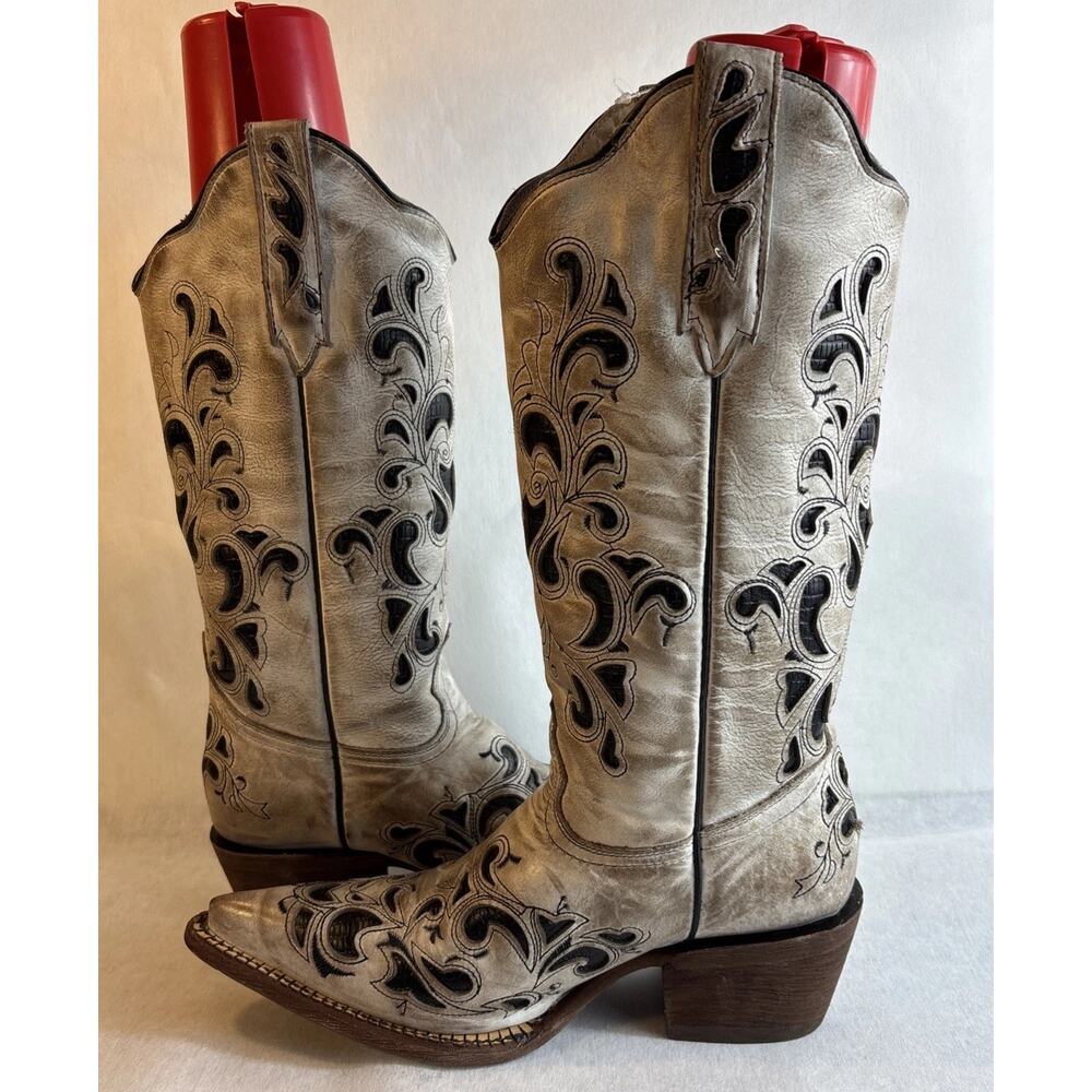 J.B. Dillon Chicory Western Cowgirl Women's 6.5 B Leather Boots JBR 6055 - Picture 5 of 12